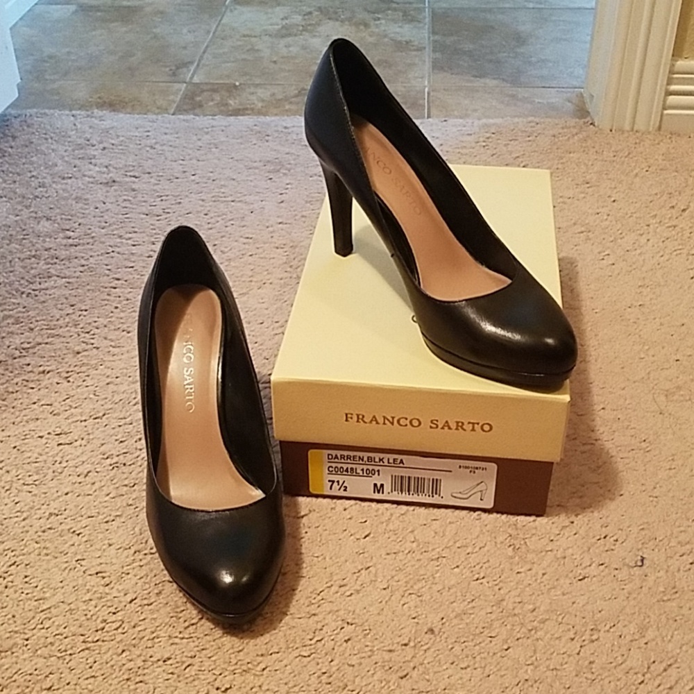 Franco Sarto Black Leather Heels